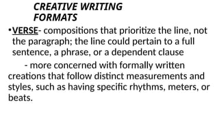 Unique Writing Forms Examples lesson-1 creative writing forms of writing | PPTX