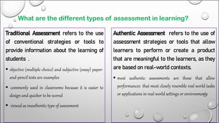 Traditional Assessment Tools Examples Lesson-1 Discussion and Presentation. pdf | PDF