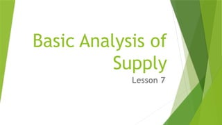Basic Analysis of
Supply
Lesson 7
 