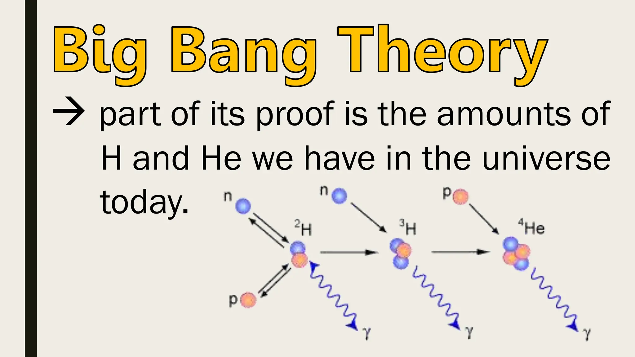  part of its proof is the amounts of
H and He we have in the universe
today.
 