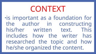 Writing Context Quarter 1: Lesson 1 - Contexts of Written Texts | PPTX