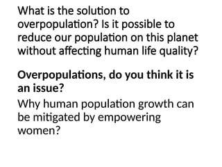 Reducing Overpopulation LESSON-1-HUMAN-POULATION.pptx people earth and economy | PPTX