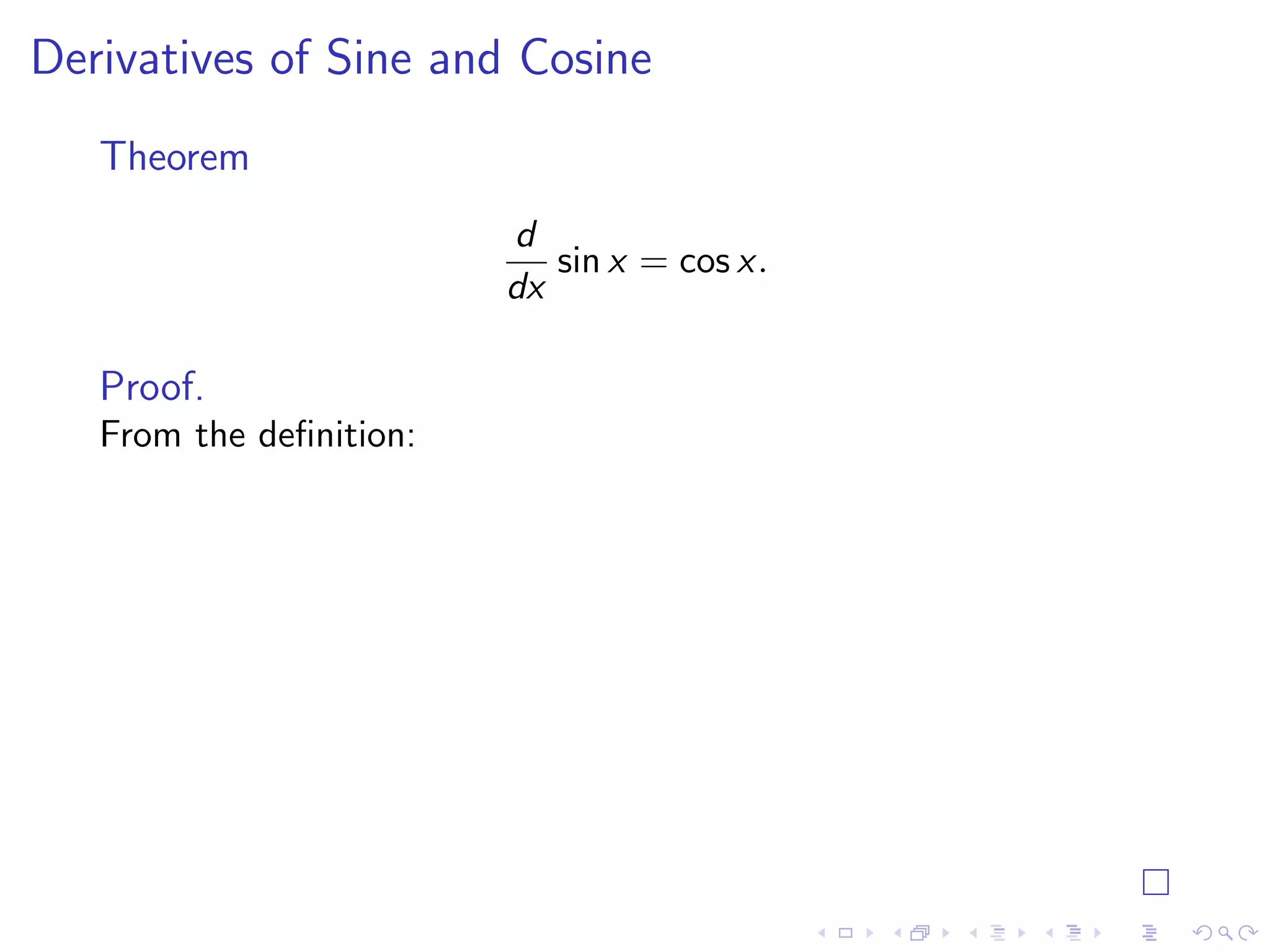 Lesson 10: Derivatives of Trigonometric Functions