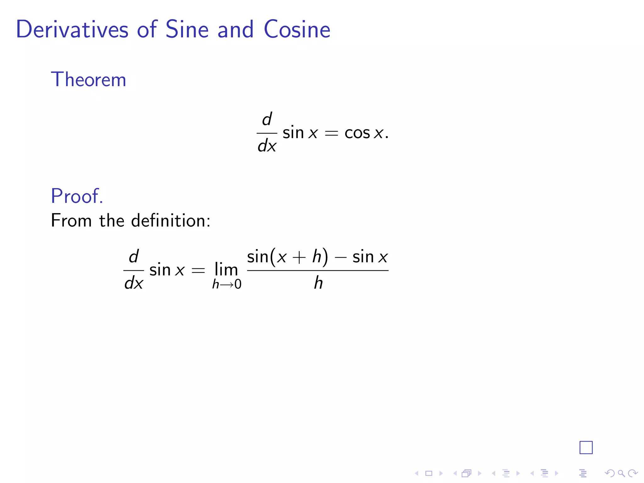 Lesson 10: Derivatives of Trigonometric Functions