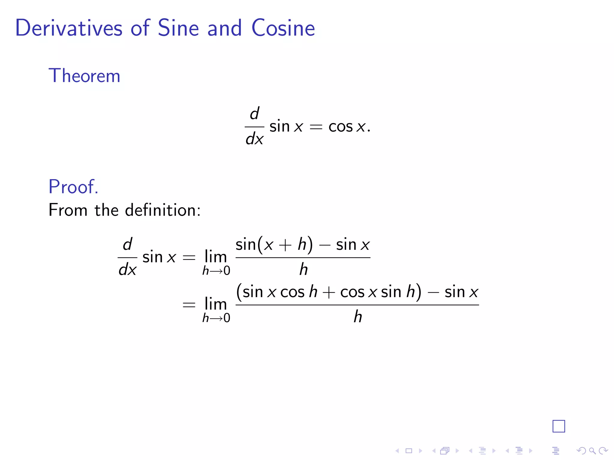 Lesson 10: Derivatives of Trigonometric Functions