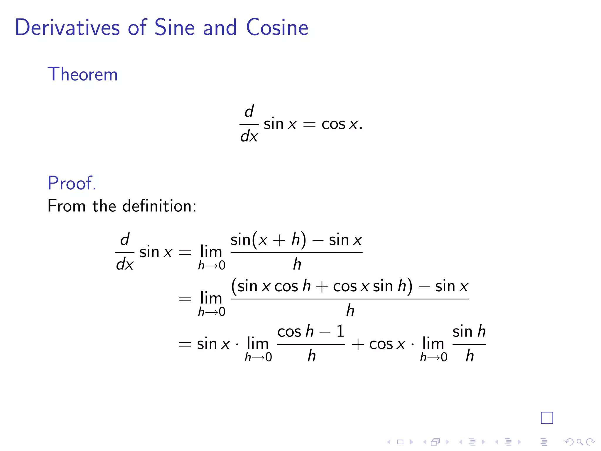 Lesson 10: Derivatives of Trigonometric Functions