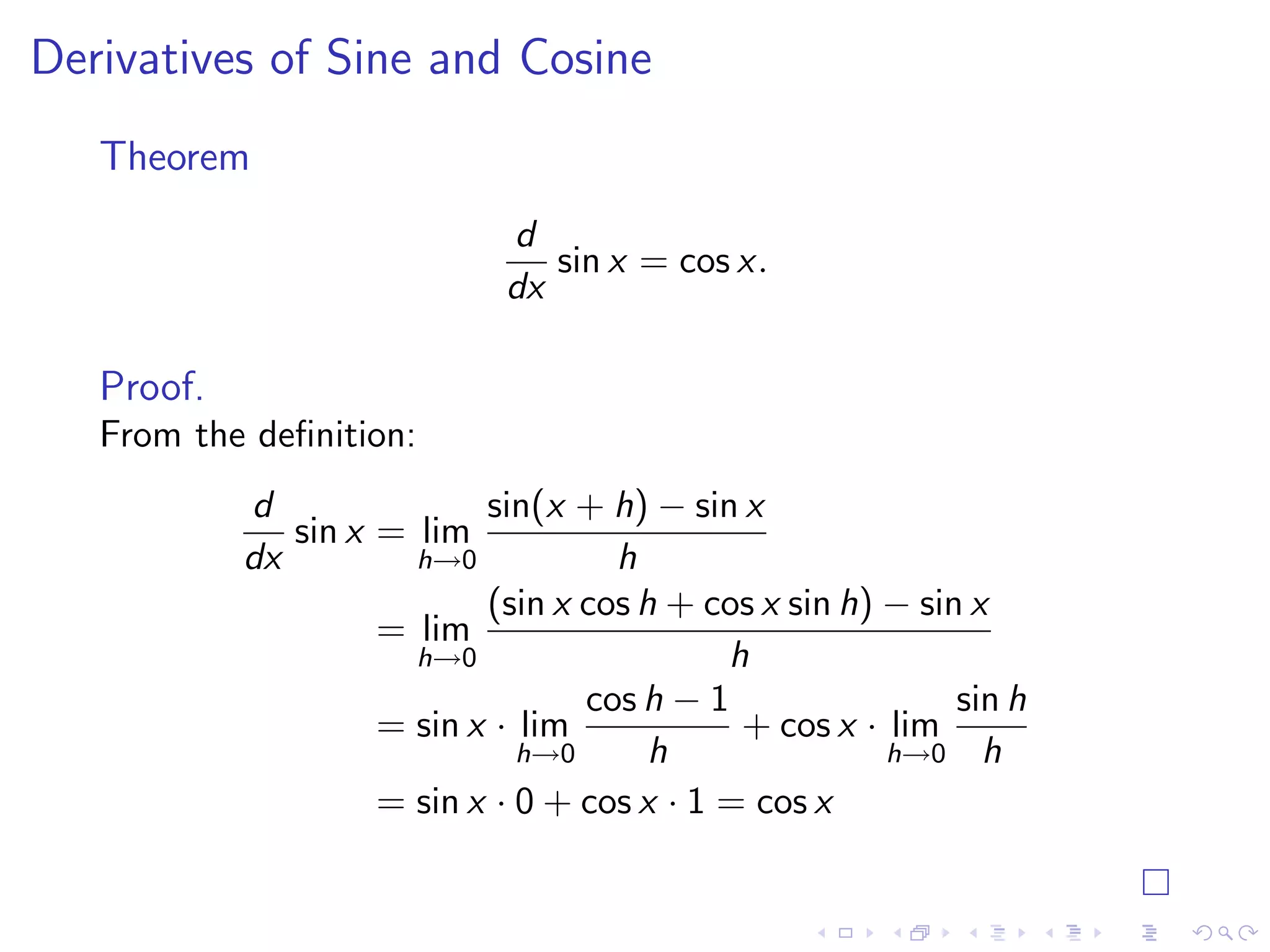 Lesson 10: Derivatives of Trigonometric Functions