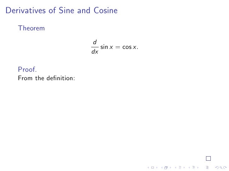 derivative trig functions