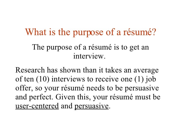 lesson 10 writing a resume the purpose of a resumes