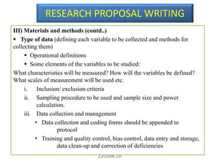 Lesson 10 research proposal writing | PPT
