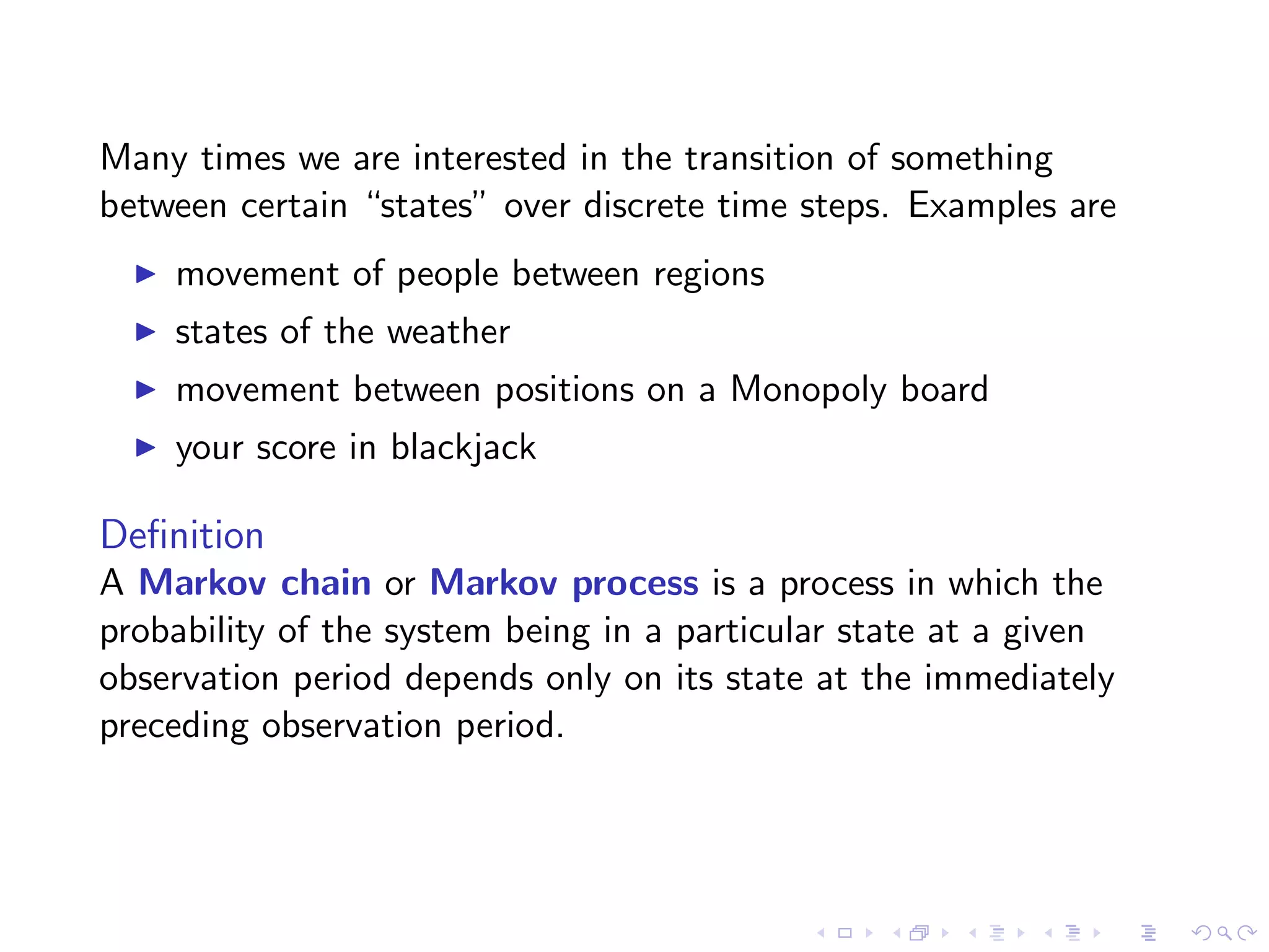 Lesson 11: Markov Chains