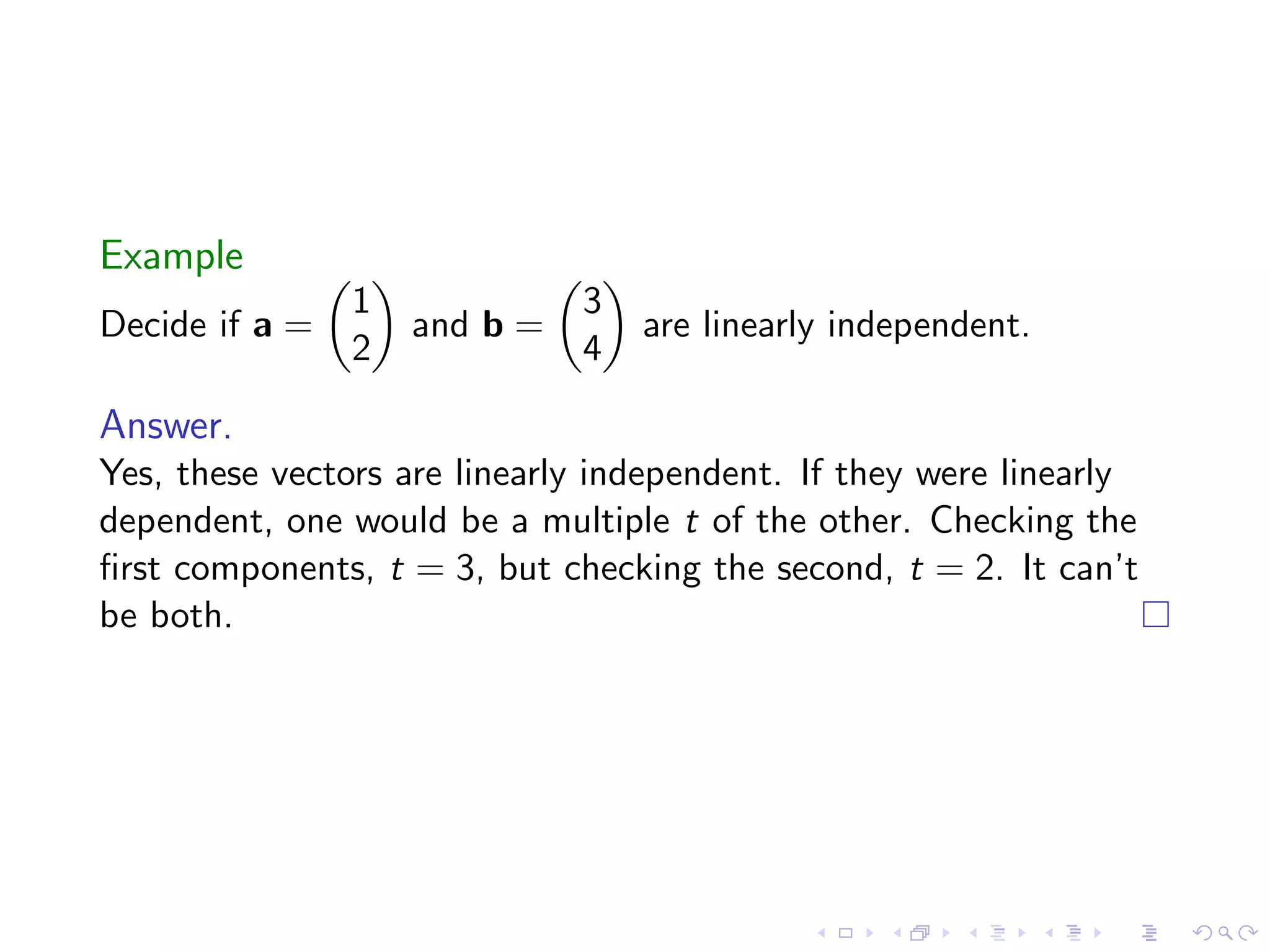 Lesson 12: Linear Independence