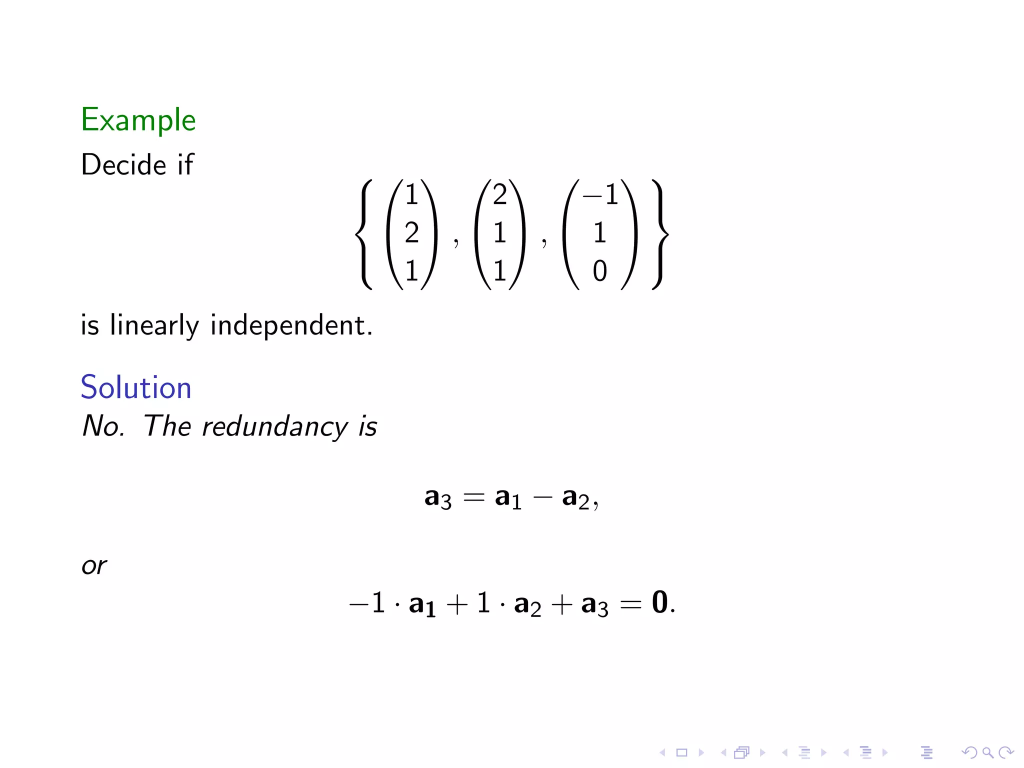 Lesson 12: Linear Independence