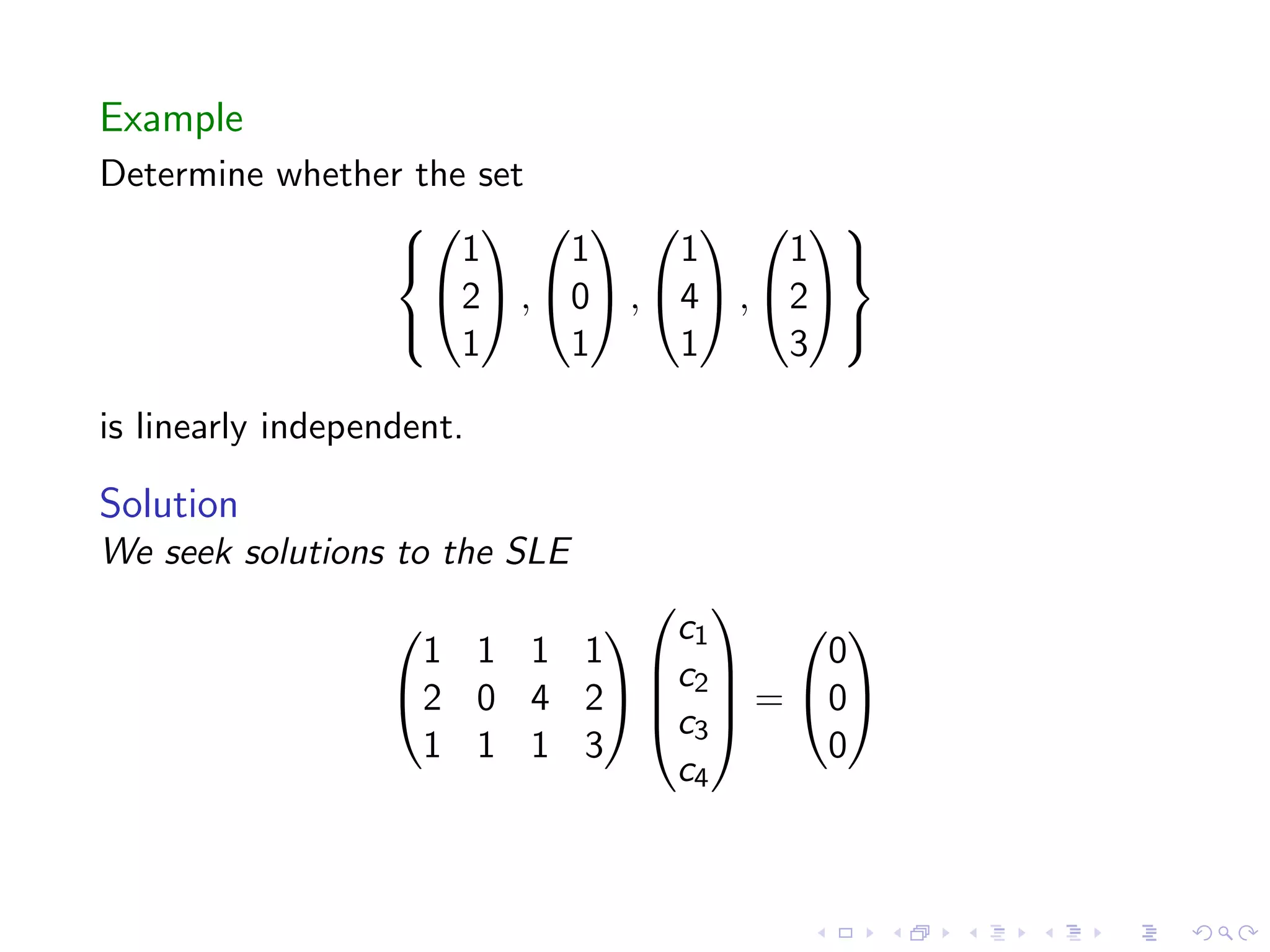 Lesson 12: Linear Independence
