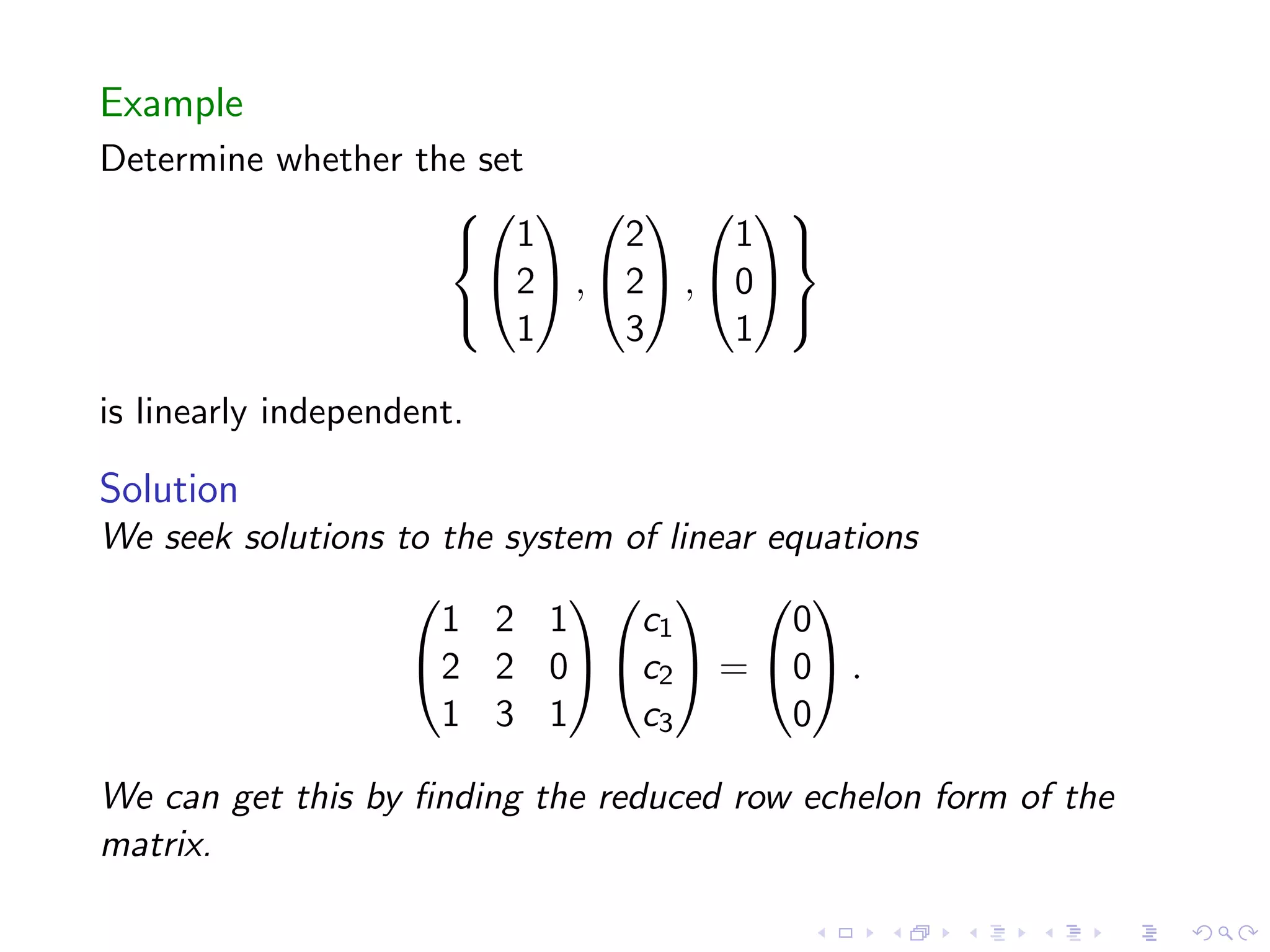 Lesson 12: Linear Independence