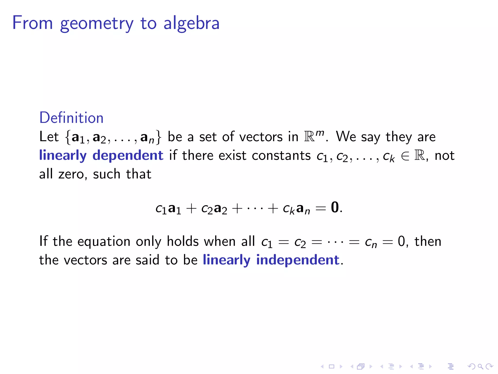 Lesson 12: Linear Independence