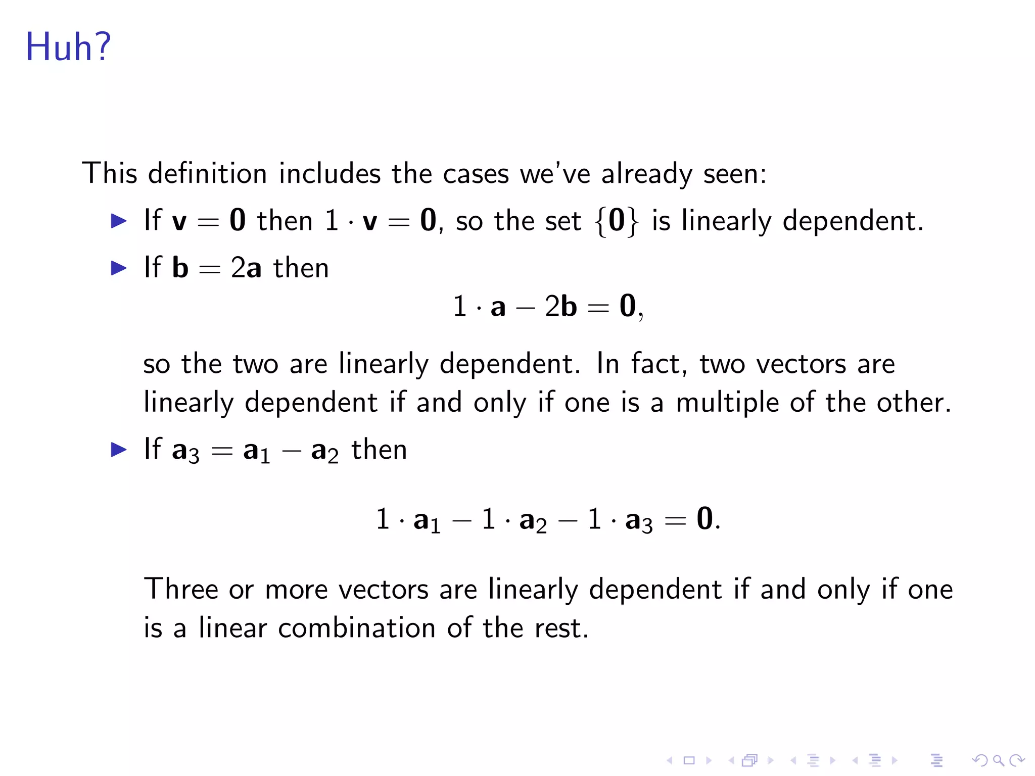 Lesson 12: Linear Independence