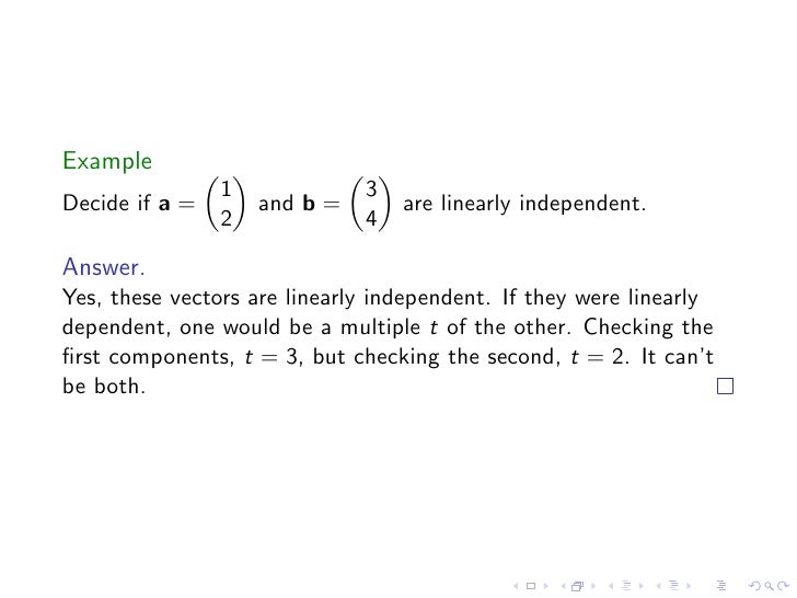 Lesson 12 Linear Independence