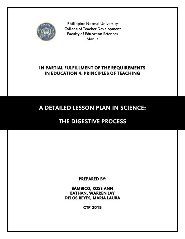 Detailed Lesson Plan Sample Digestive Process