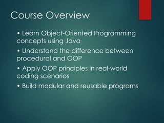 Comprehensive Introduction to Object-Oriented Programming with Java | PPTX