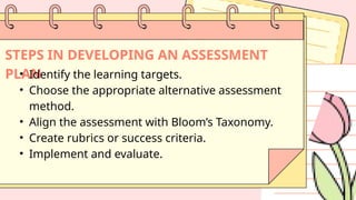learning targets for performance and product oriented assessment | PPTX