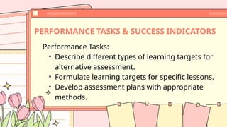 learning targets for performance and product oriented assessment | PPTX