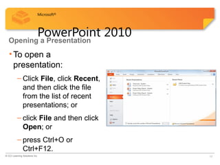 Comprehensive Guide to Microsoft PowerPoint 2010 Features and Usage | PPTX