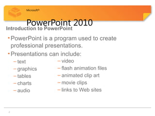 Comprehensive Guide to Microsoft PowerPoint 2010 Features and Usage | PPTX