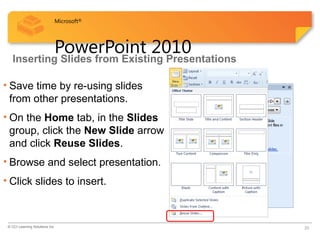 Slide Powerpoint 2010 Comprehensive Guide to Microsoft PowerPoint 2010 Features and Usage | PPTX