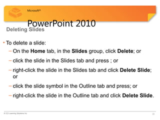 Comprehensive Guide to Microsoft PowerPoint 2010 Features and Usage | PPTX