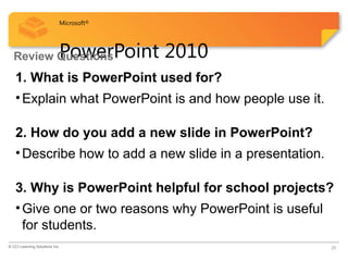 Comprehensive Guide to Microsoft PowerPoint 2010 Features and Usage | PPTX