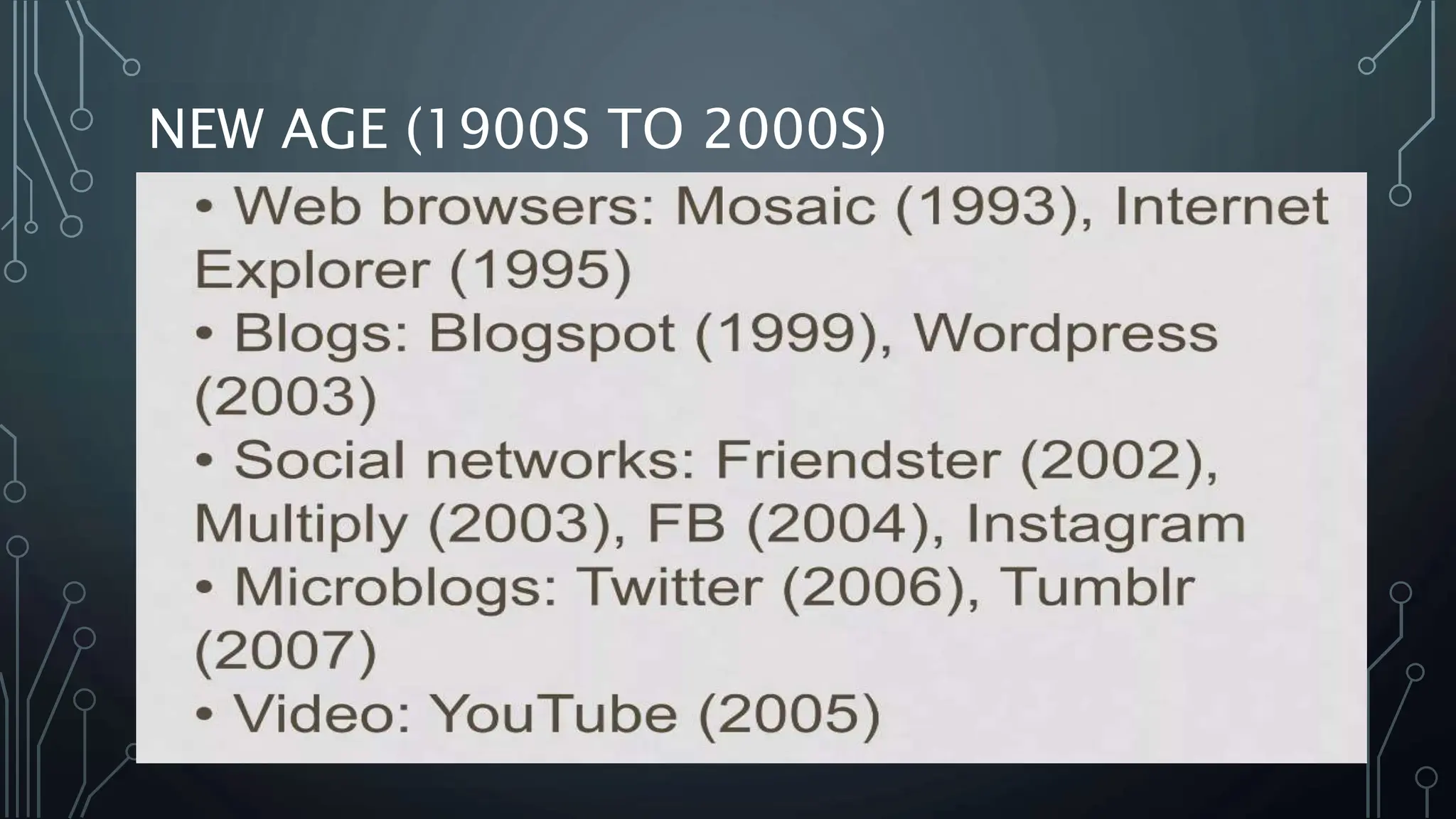 NEW AGE (1900S TO 2000S)
 