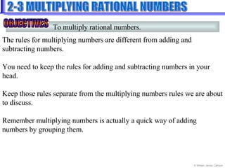 Rules In Multiplying Rational Numbers Lesson 2 3 Multiplying Rational Numbers | PPT