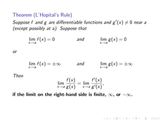 Lesson 25: Indeterminate Forms and L'Hôpital's Rule