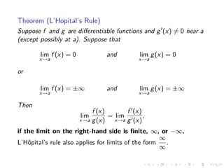 Lesson 25: Indeterminate Forms and L'Hôpital's Rule