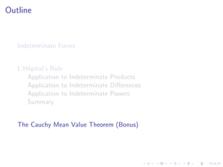 Lesson 25: Indeterminate Forms and L'Hôpital's Rule