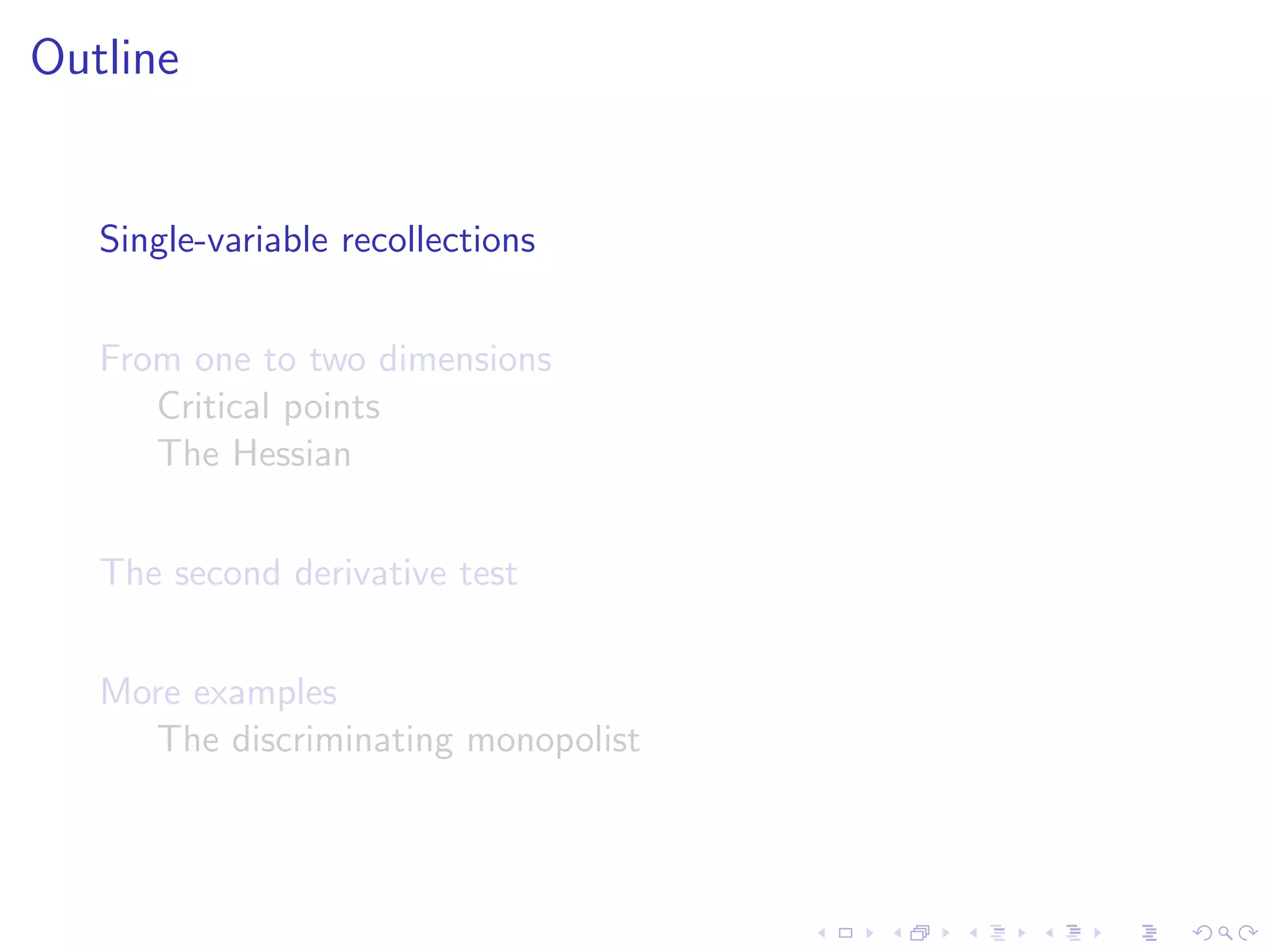 Lesson 25: Unconstrained Optimization I