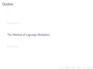 Lesson 27: Lagrange Multipliers I