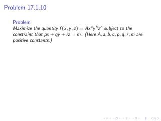 Lesson 28: Lagrange  Multipliers II