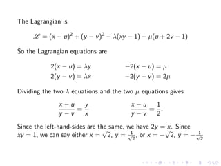 Lesson 28: Lagrange  Multipliers II