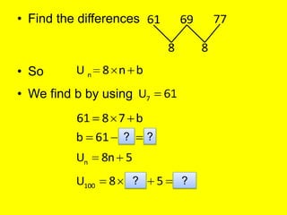 • Find the differences
• So
• We find b by using
? ?
? ?
 