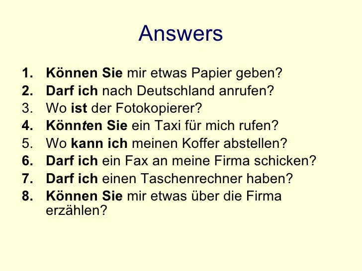 Lesson 3 Ich Habe Eine Frage