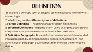 Examples For Definition LESSON-3-PATTERNS-OF-DEVELOPMENT lesson 3 | PDF