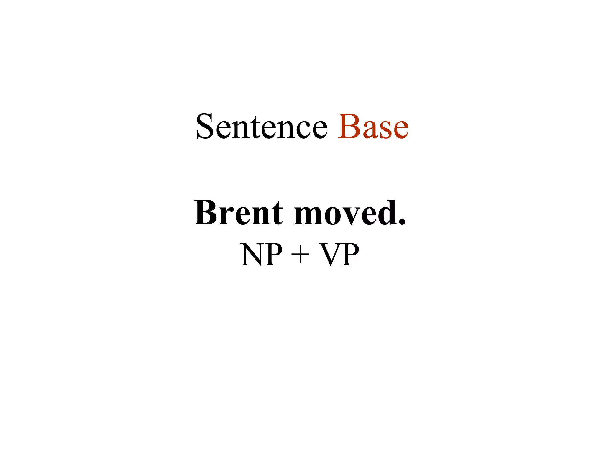 Brent moved. NP + VP Sentence  Base 