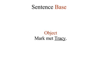 Sentence  Base Object Mark met  Tracy . 