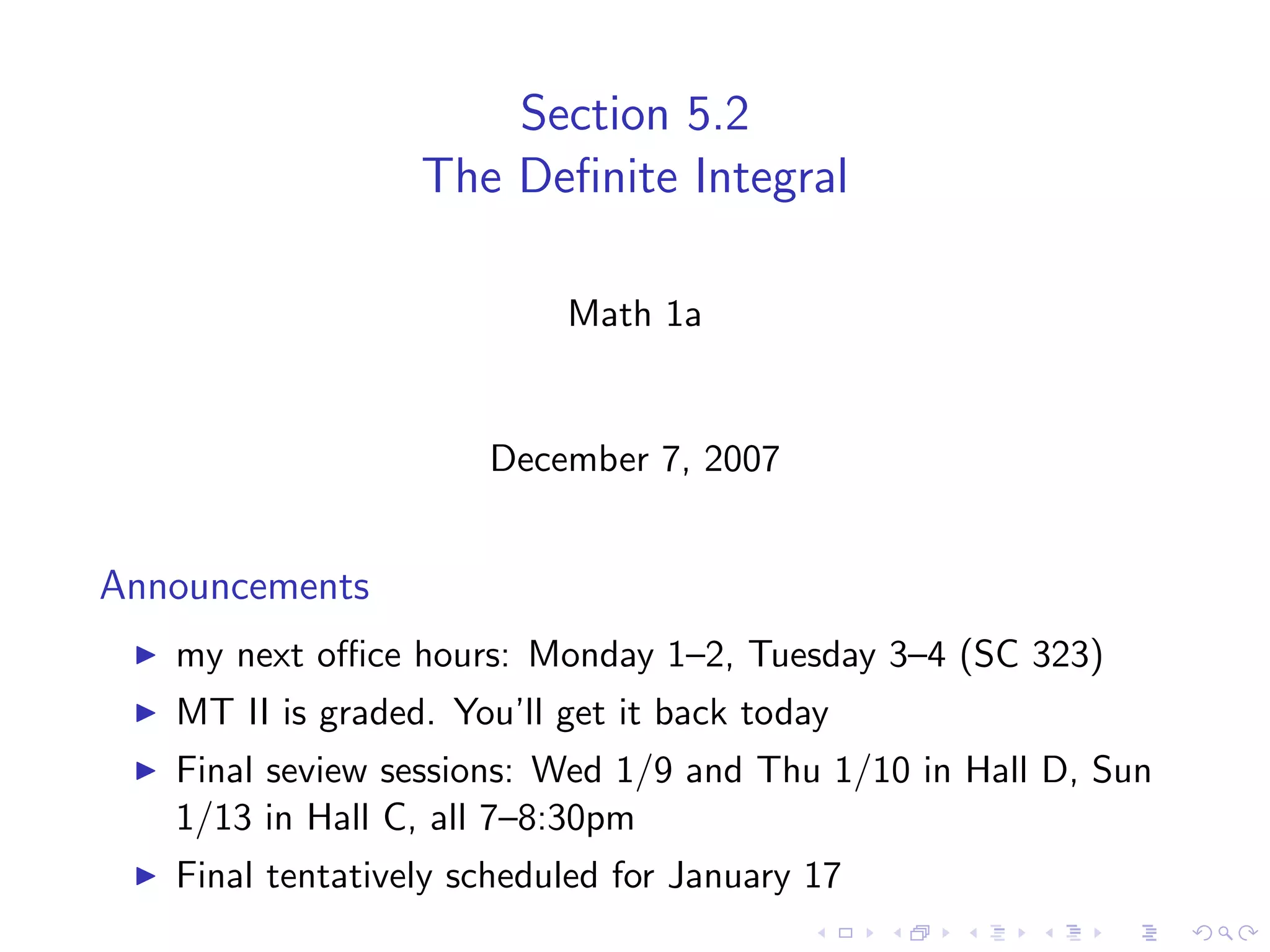 Lesson 30: The Definite Integral