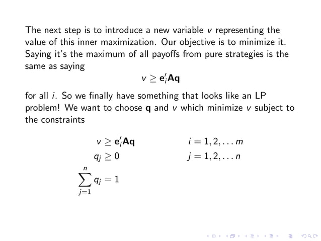 Lesson 35: Game Theory and Linear Programming