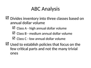 Stock Optimization Abc Comprehensive Inventory Management: EOQ, ABC Analysis, and Cost ...