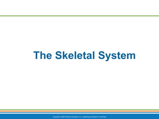 Copyright © 2009 Pearson Education, Inc., publishing as Benjamin Cummings
The Skeletal System
 
