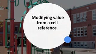 Modifying value
from a cell
reference
9/3/20XX Presentation Title 27
 